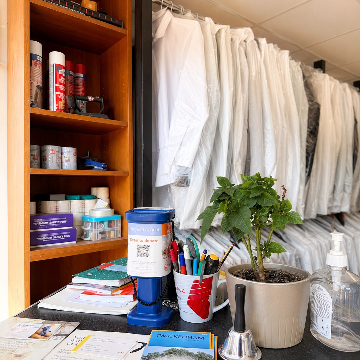 Counter area inside Twickenham Dry Cleaners